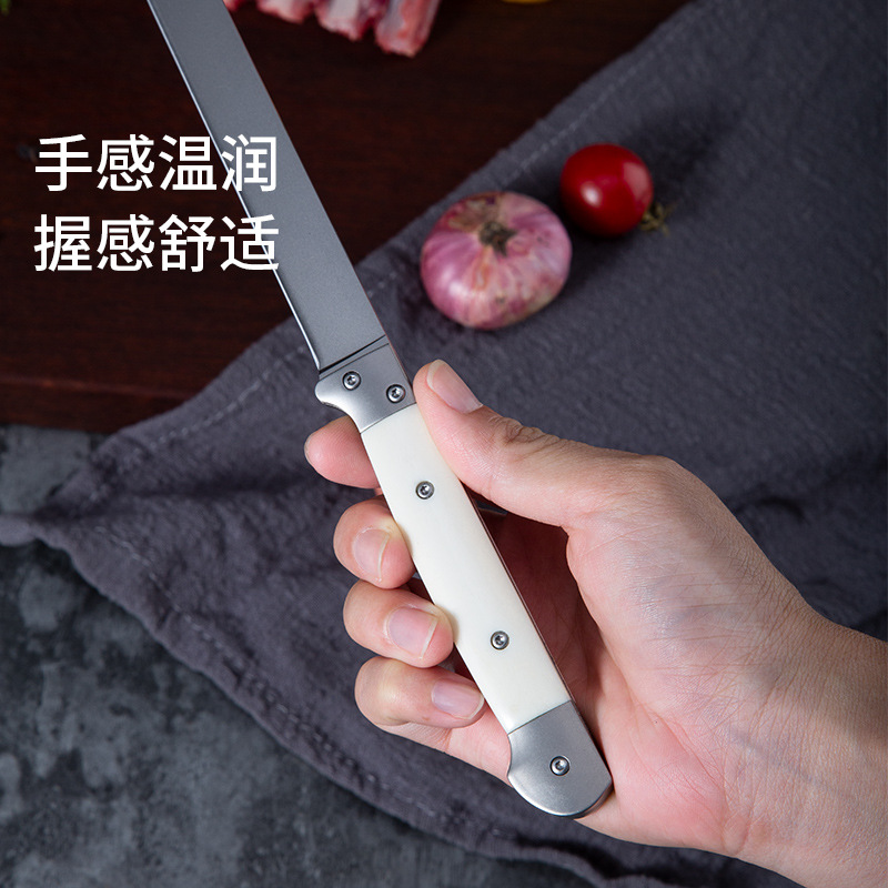TC4 titanium alloy knife for cutting meat and vegetables, children's complementary food, fruit knife, beef bone handle, bone-picking knife, lightweight, household, rust-resistant Specification drawing