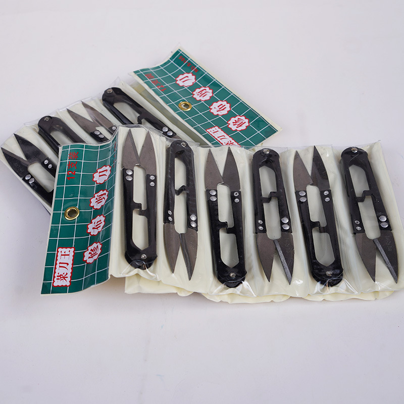 "Kitchen knife King yarn scissors, genuine trimming thread ends, spring scissors, cross-stitch U-shaped scissors, high-carbon small scissors, edge trimming scissors. Specification drawing