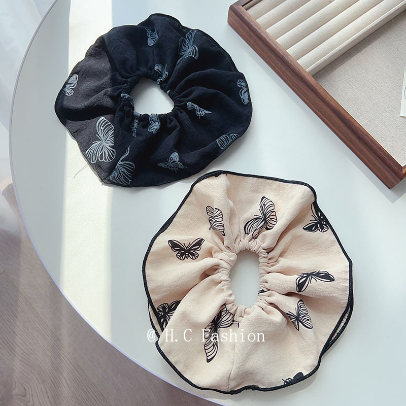 Retro and high-end bun hairstyle, low ponytail hair accessory, fashionable and elegant headwear, large butterfly-shaped large intestine hair band details Picture