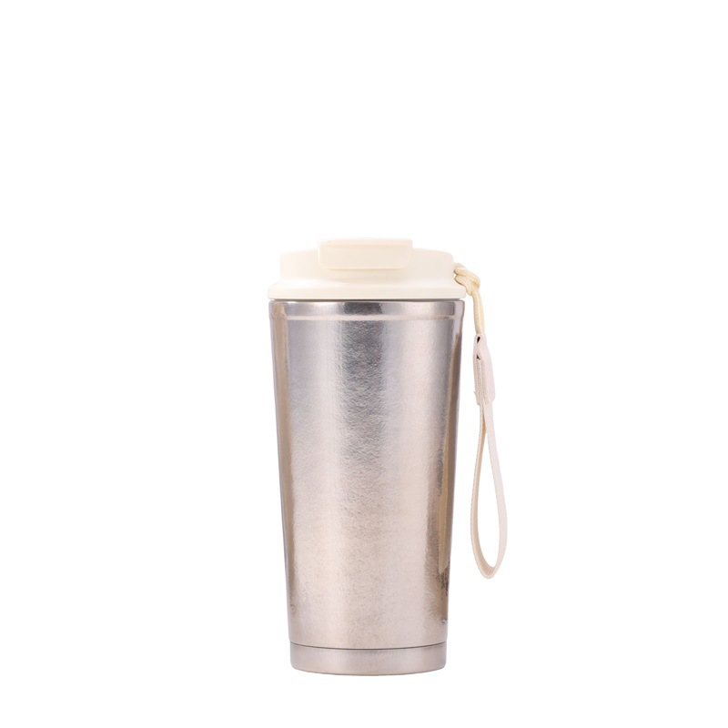 Light luxury pure titanium women's coffee cup, outdoor portable straw cup, car insulated cup, vacuum titanium cup with handle rope Item Picture