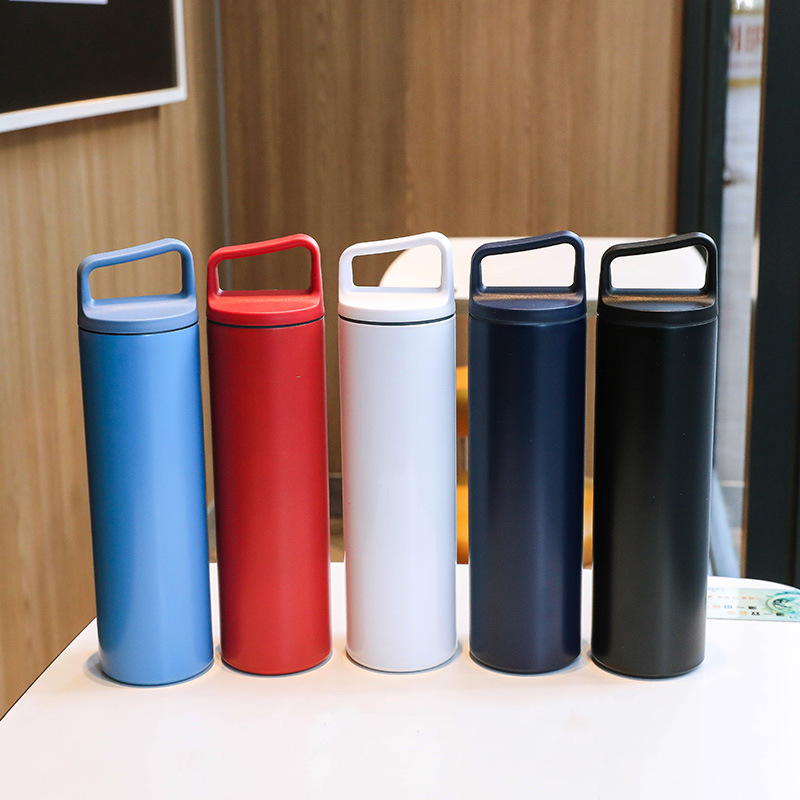 Cross-border 304 stainless steel handle insulated cup, water cup, portable outdoor water bottle, high appearance level, car sports straight cup full figure