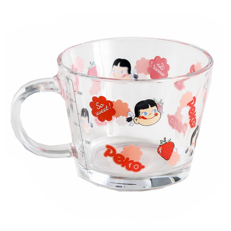 Japanese and Korean ins-style girlish pink strawberry girl oatmeal breakfast cup, cute cartoon student glass cup, milk cup Item Picture