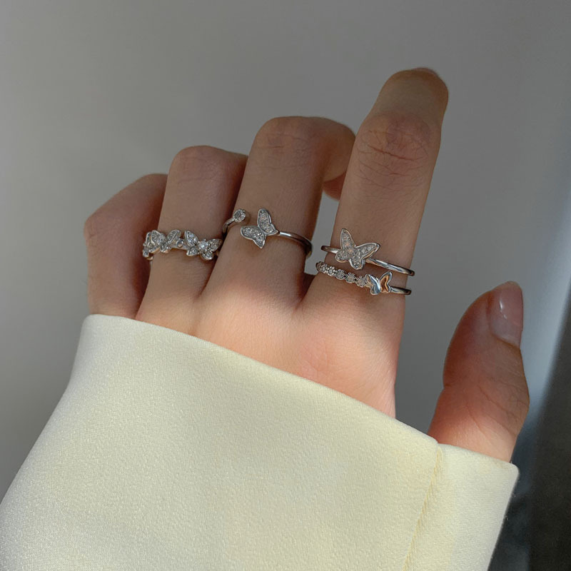 A niche design with zircon butterfly opening ring, a super ethereal and personalized ring for women, Japan and South Korea on Instagram, exquisite and trendy details Picture