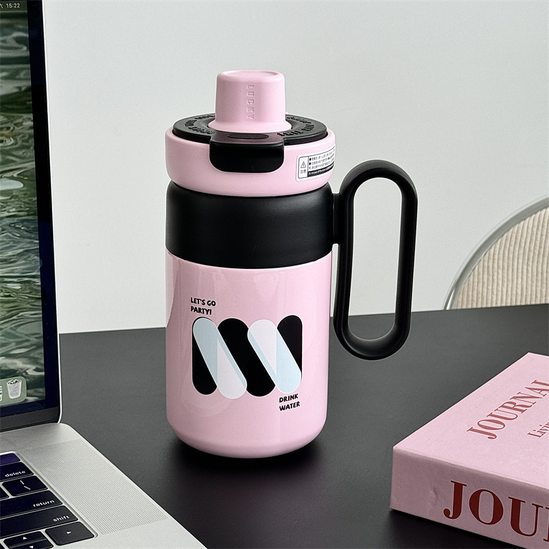 Flower Language Free Drinking office handle cup, stainless steel tea-water separation insulated cup, women's water cup, high appearance level travel cup Application Scenario