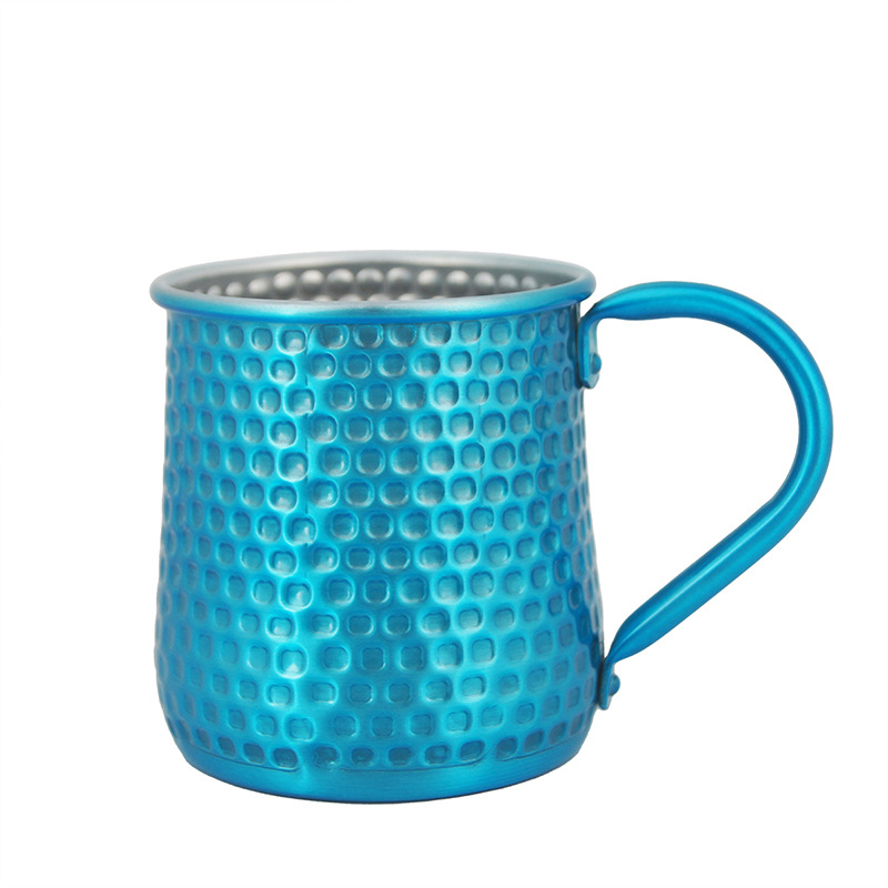 Cross-border best-selling Moscow mule cups, oxidized seven-color aluminum cups, beer mugs, hammered aluminum cocktails, large-bellied cups Specification drawing