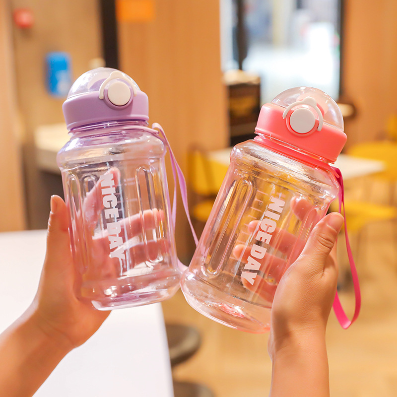 Donton plastic cups, children's cartoon outdoor large-capacity straw water cups, summer sports direct drinking cups for male and female students full figure