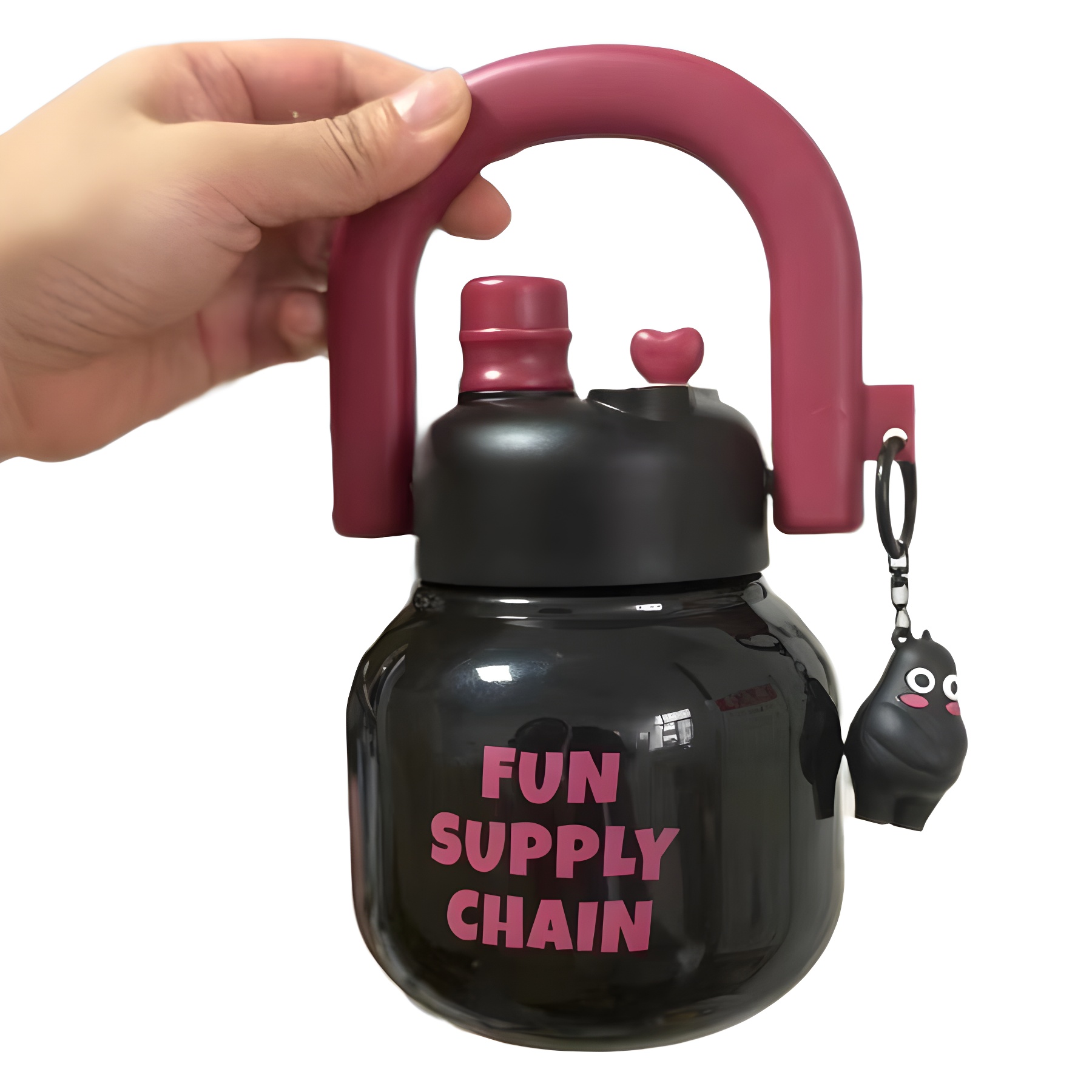New double-spout carrying pot, portable for girls, high appearance level in summer, large-capacity straw, big-bellied cup, space ton cup Item Picture