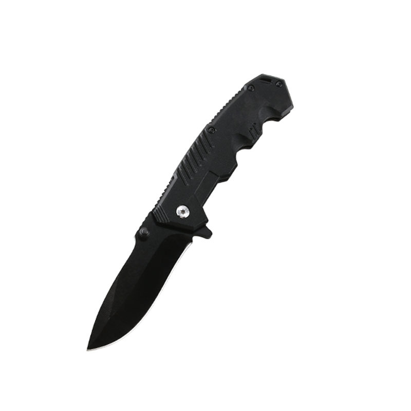 Outdoor wilderness survival aluminum handle folding knife, camping barbecue large and small black folding knife, supermarket promotion gift knife undefined