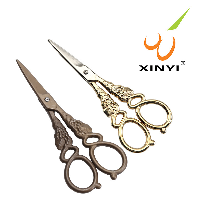 Xinyi Scissors, retro scissors, household titanium-coated scissors, DIY handicraft scissors, journal tape, non-stick scissors wholesale full figure