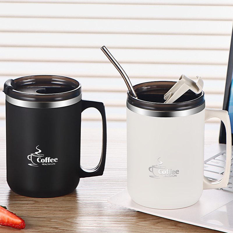 National Day high appearance level 304 stainless steel double-layer creative mug, office covered student coffee cup, gift cup details Picture