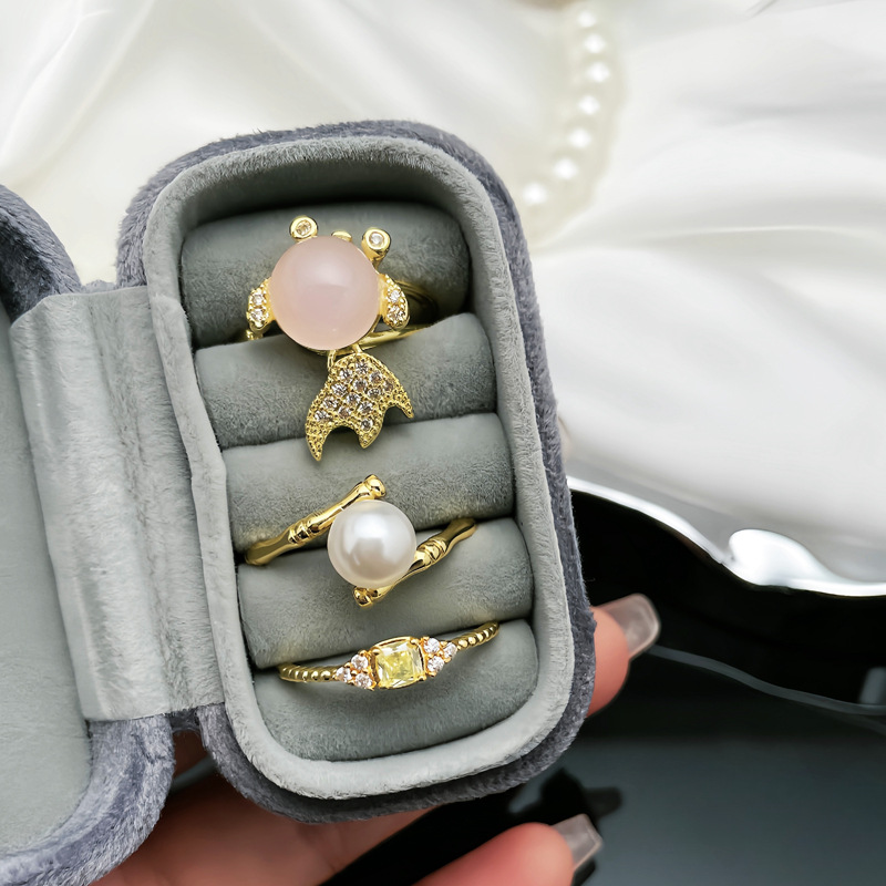 High-end pearl bamboo joint opening ring for women, Japanese and Korean Internet celebrity goldfish, personalized and fashionable ring, unique accessory for students Application Scenario