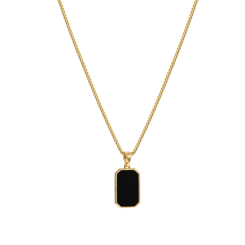 【 All-titanium Steel 】 Geometric square minimalist style, real gold necklace inside the furnace, female Instagram influencer collarbone chain Item Picture