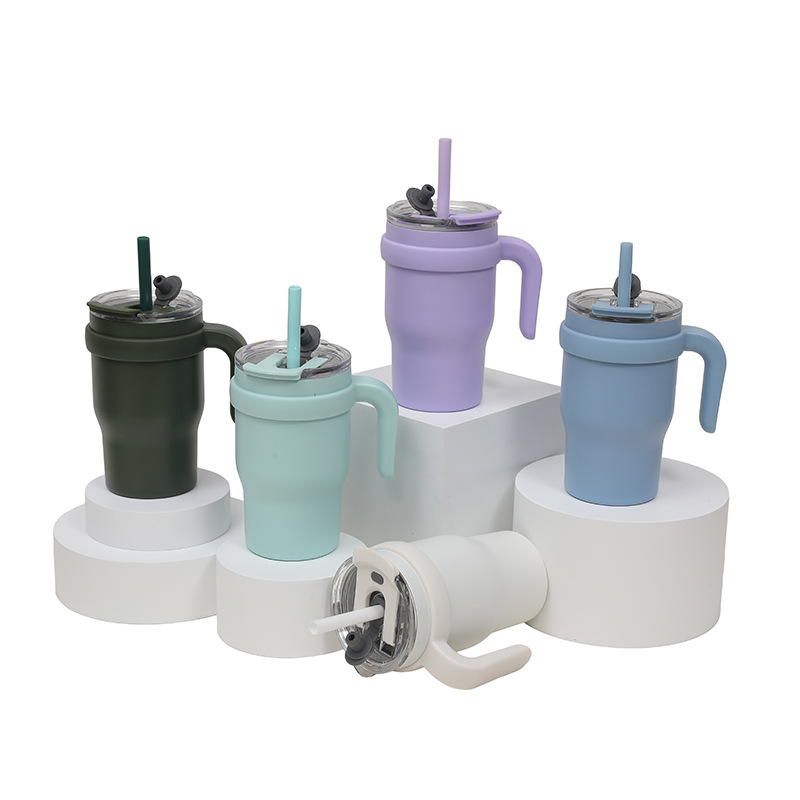 Cross-border dual-drink car cup, children's and students' water cup, car ice cube cup, stainless steel high appearance level with handle insulated cup Specification drawing