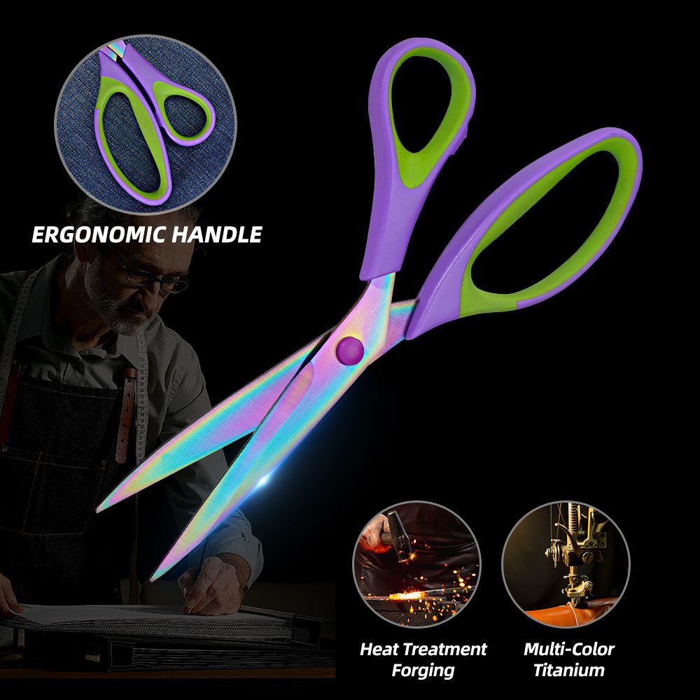 Cross-border bestseller three-piece set: color titanium scissors, stainless steel office stationery scissors, home tailor scissors, hand scissors, craft scissors Application Scenario