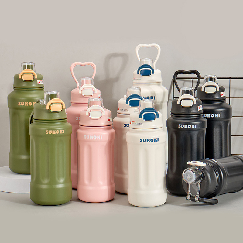 High appearance level, large-belted cup, portable handle, sports water bottle, large-capacity insulated cup, 316 stainless steel straw, ton ton water bottle details Picture