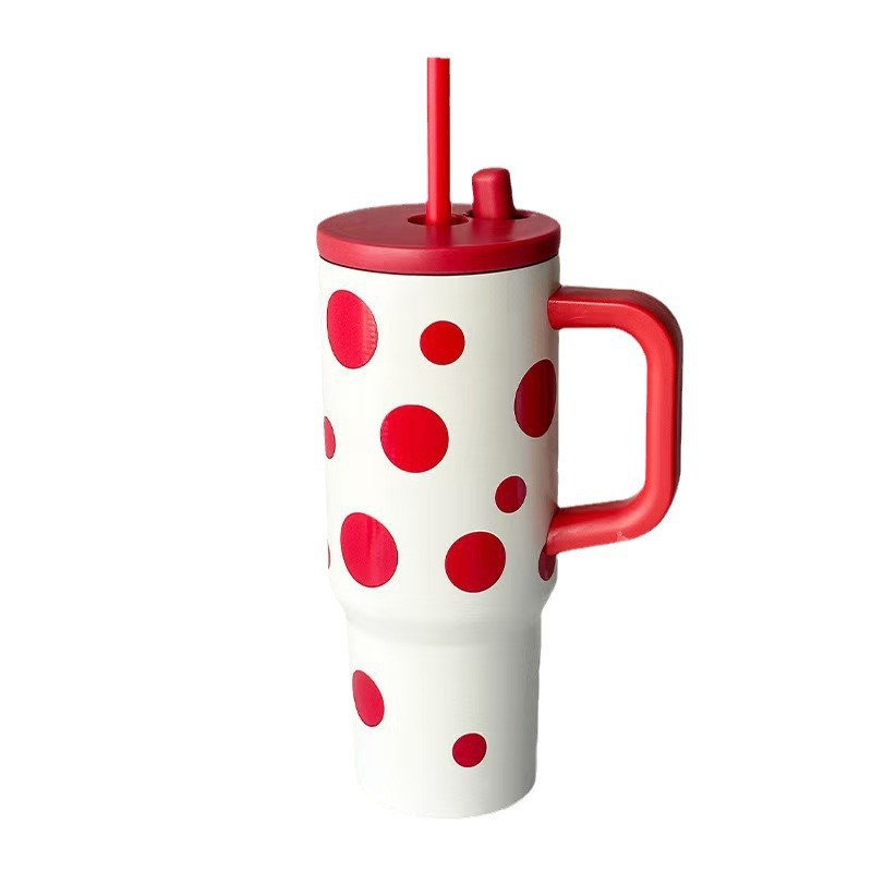 High-appearation-level straw insulated cup, large-capacity stainless steel water cup, high-appearation-level female cold preservation car ice cup Item Picture