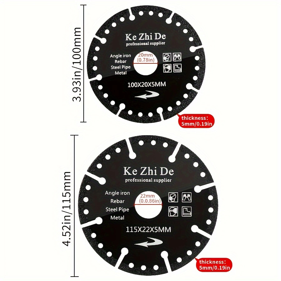 Iron King Metal alloy stainless steel pipe cutting iron sand wheel saw blade, multi-functional diamond brazed cutting blade Specification drawing