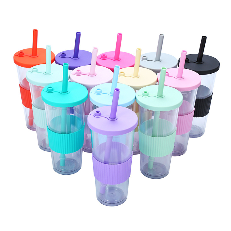 New cross-border Amazon portable double-layer plastic cup, large-hole universal bubble milk tea lid straw cup from the manufacturer Application Scenario