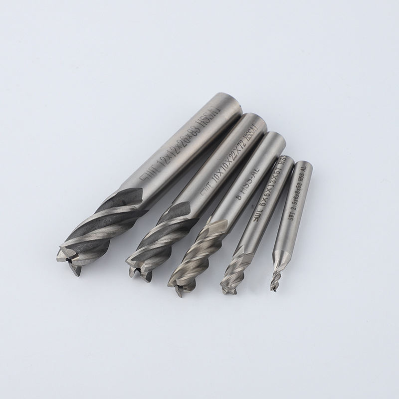 SWT Southwest high-speed Steel straight shank milling cutter 10-piece set, 4-edge milling cutter 10-piece set, Hss milling cutter 10-piece set Specification drawing