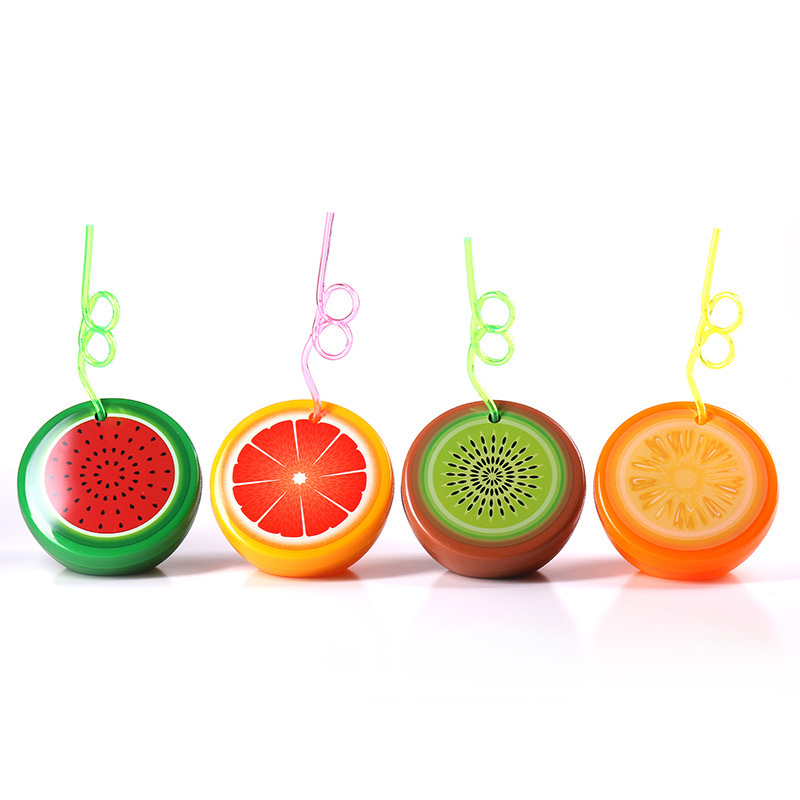 Disposable personalized scenic area milk tea shop children's cold drink creative plastic cartoon fruit-shaped cups with straws Item Picture