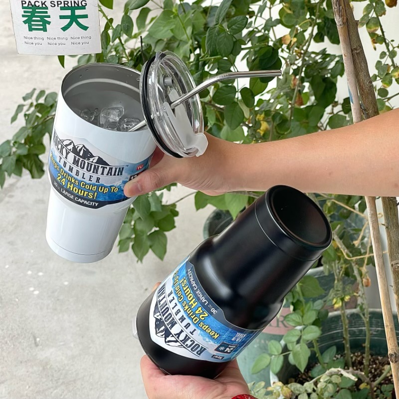 Simple and high-appearance 304 stainless steel cup, 30oz large-capacity ice cup, insulated cup, portable car straw cup Specification drawing