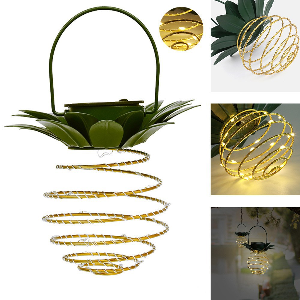 Cross-border bestsellers: Solar pineapple lanterns, iron art lanterns, led copper wire light strings, outdoor waterproof garden decorative hanging lights details Picture