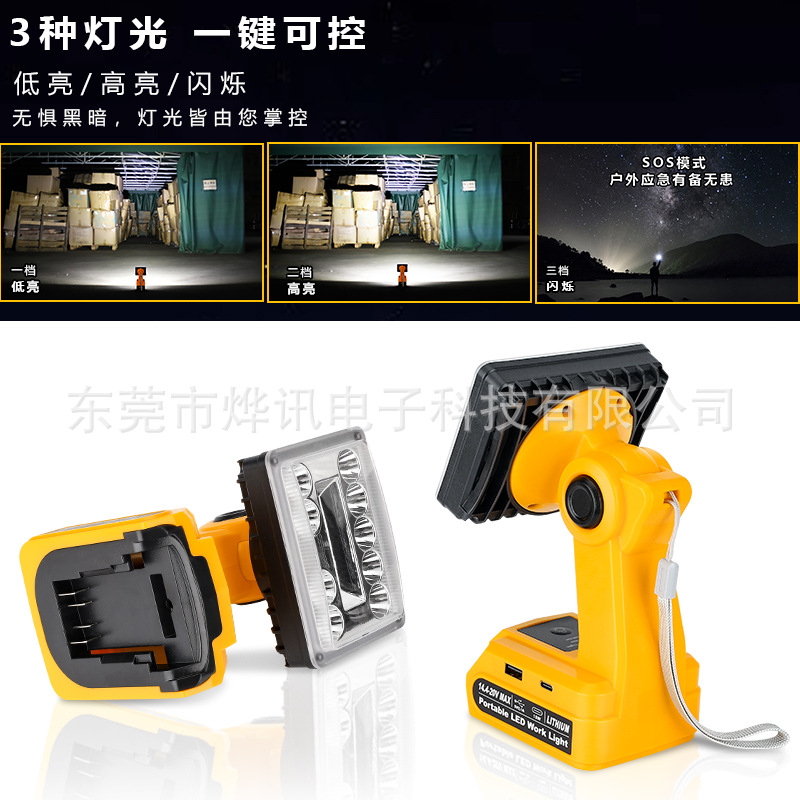 The 9W-101 outdoor lighting fixture is suitable for Makita Bosch, Devi Artisan, and Baide Mivochi 18-20V lithium batteries details Picture