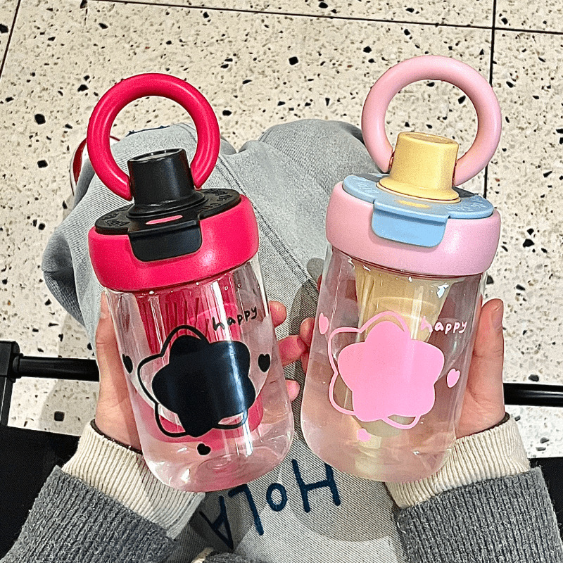 New 2025 large-capacity, simple travel, dual-drinking, carrying ring water cup for women, high appearance level, portable straw cup for students Specification drawing