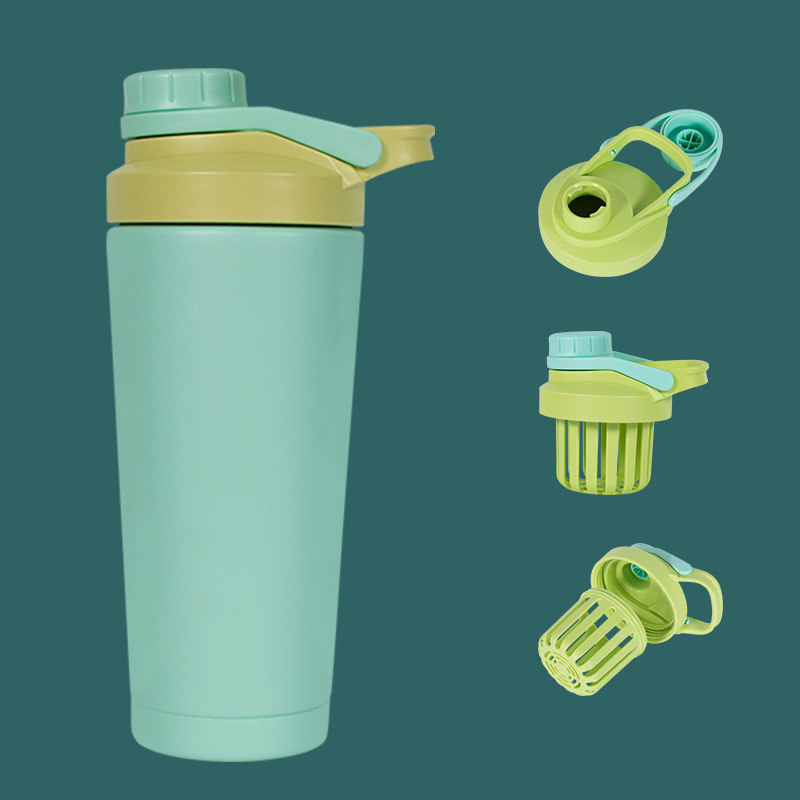 Hot-selling new product: Private mold CUP304 stainless steel shaker cup protein powder shaker cup portable stirring handle water bottle