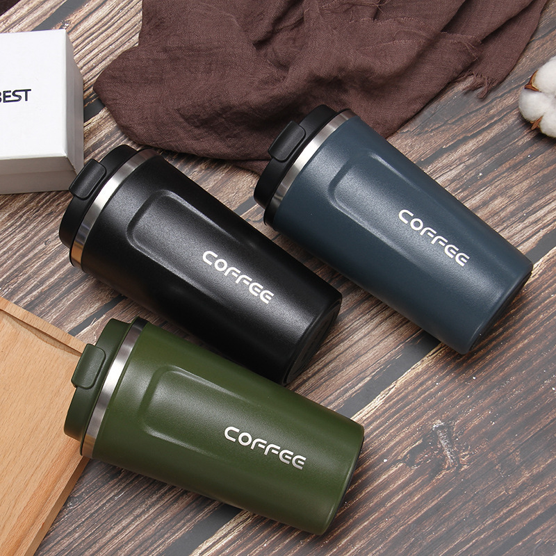 New 304 stainless steel coffee cup, double-layer vacuum portable insulated cup, simple and fashionable business office gift cup Specification drawing