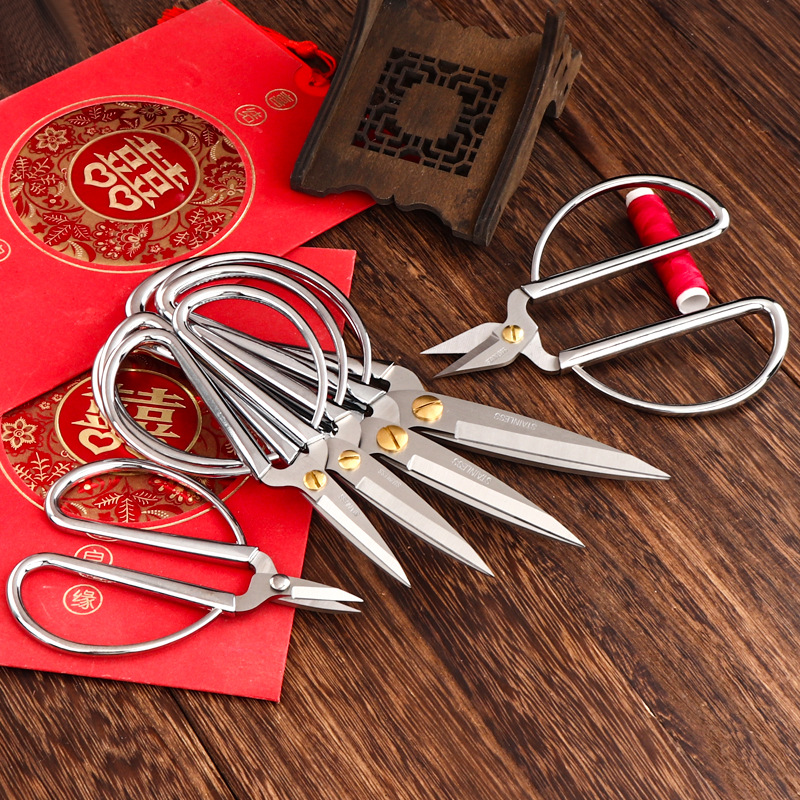 Lin Tai makes scissors, household kitchen stainless steel dragon and phoenix tailors, fabric cutters, handicrafts, industrial large paper-cutting, pointed scissors details Picture