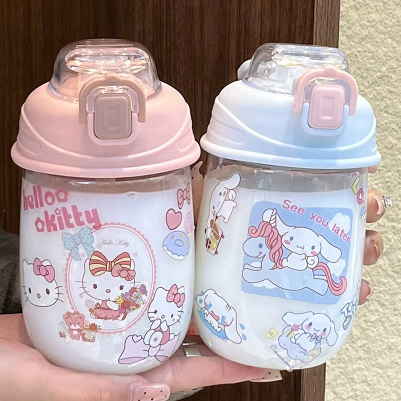New Instagram-style water cup, cute stickers for female office workers, girls' straw cup, portable cup, large-capacity bouncing cup details Picture