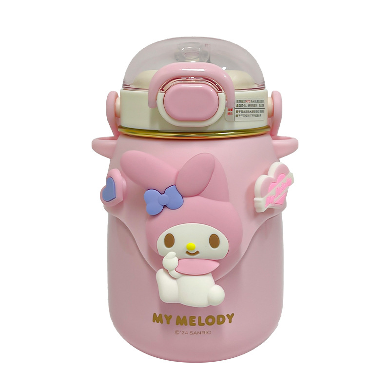 Genuine Sanrio authorized insulated cup, high appearance level children's straw cup, large-capacity small-bellied student sports drinking cup Item Picture