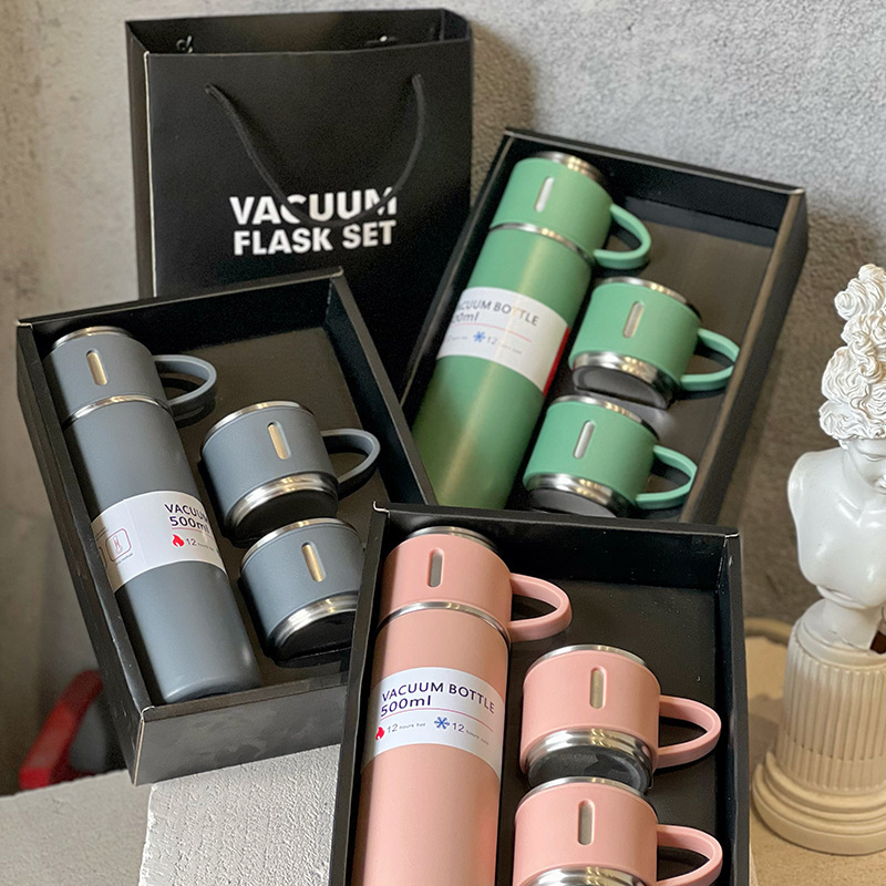 Customized stainless steel insulated cups, business gifts, double-lid hand-held gift box sets, wholesale Spring Festival gifts full figure