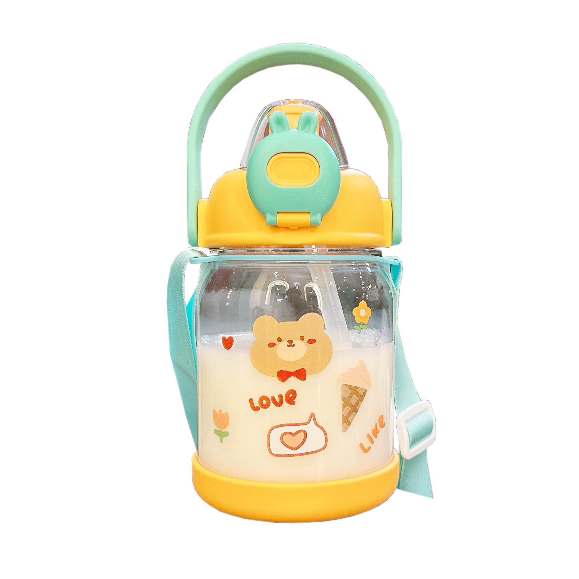 New cute water cup, high appearance level, large capacity water bottle for teenage students, portable hand-held outdoor summer straw cup Item Picture