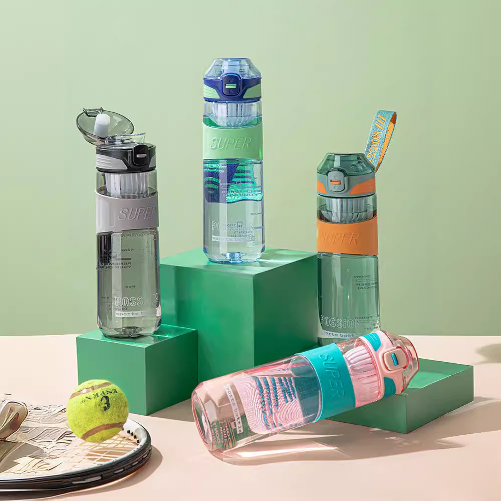 Transparent graduated straw cup, macaron color series, high appearance level, portable outdoor plastic cup full figure