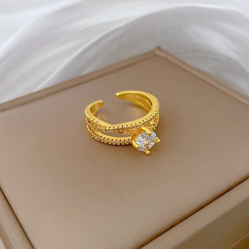 【 Real gold electroplated 】 Open ring, twisted and crossed personalized ring, index finger ring, the same style as Internet celebrities, simple and cold style Application Scenario