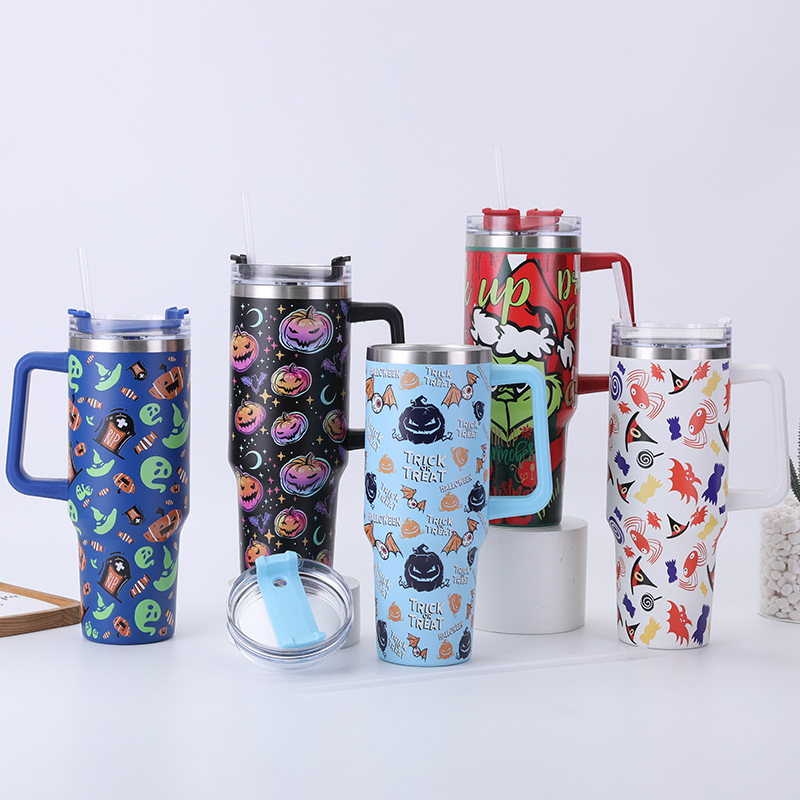 Cross-border creative 304 stainless steel insulated cup, portable cold preservation handle, ice cup, double-layer vacuum car cup details Picture