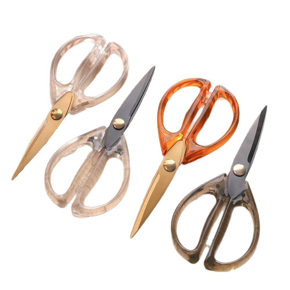 Lin Taizuo acrylic transparent household scissors, office electroplated anti-rust, simple, ins, fresh and transparent kitchen scissors Item Picture
