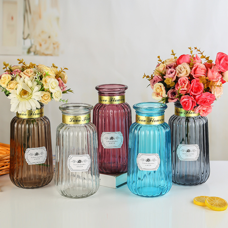 Modern and simple glass vases, living room home decoration handicrafts, office craft ornaments, flower arrangement vases details Picture