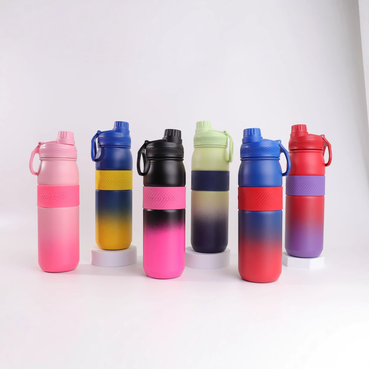 New cross-border outdoor silicone gradient space pot, 304 stainless steel vacuum insulated cup, convenient outdoor sports water full figure