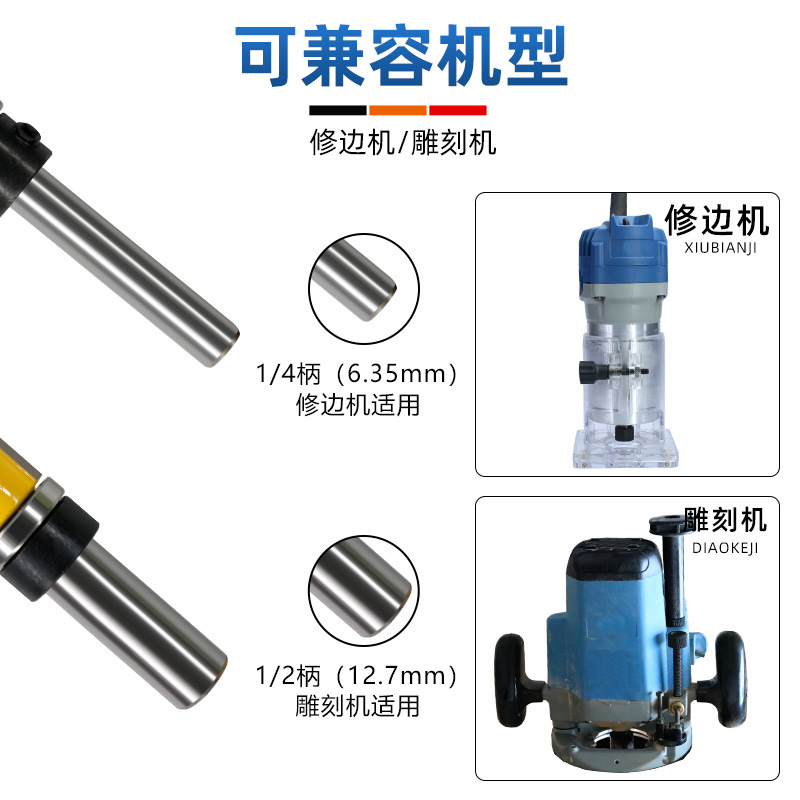 Profiling trimming knife shape double-bearing straight knife trimming machine, bearing straight knife woodworking milling cutter shank engraving machine Application Scenario