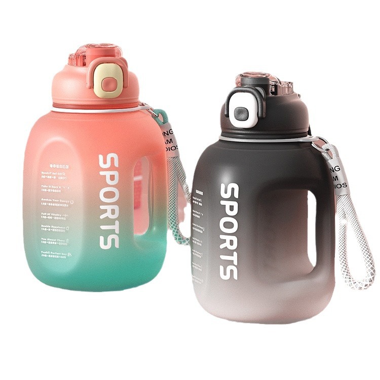 Large-capacity plastic water cup, summer high appearance level sports gradient color tonnage bucket, space water bottle with straw cup Item Picture