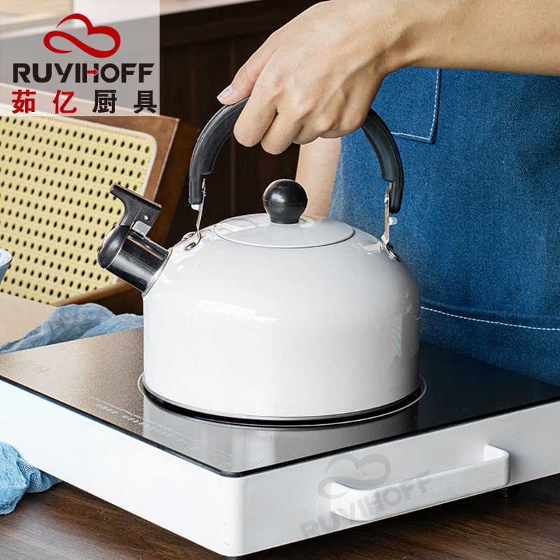 Amazon's new white spray-painted honking kettle for brewing tea and coffee, 3L, European and American kitchenware with a flat-bottomed sound Specification drawing