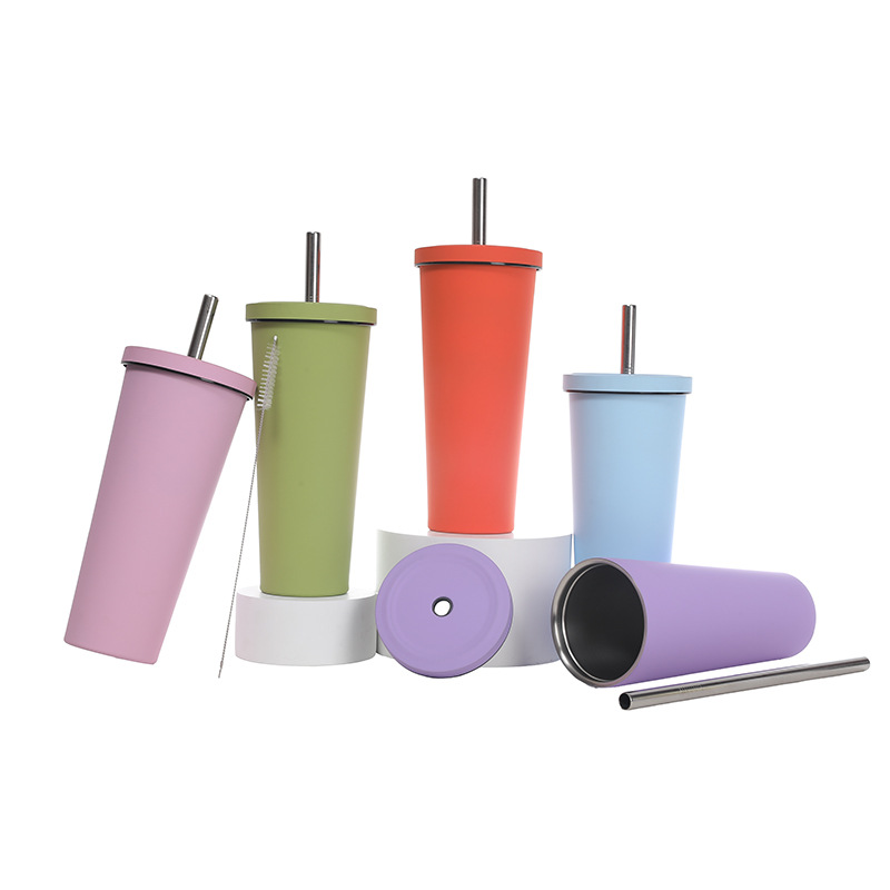 Cross-border factory direct supply double-layer insulated cups, simple household bubble milk tea cups with LIDS, straw cups, gift water cups Application Scenario