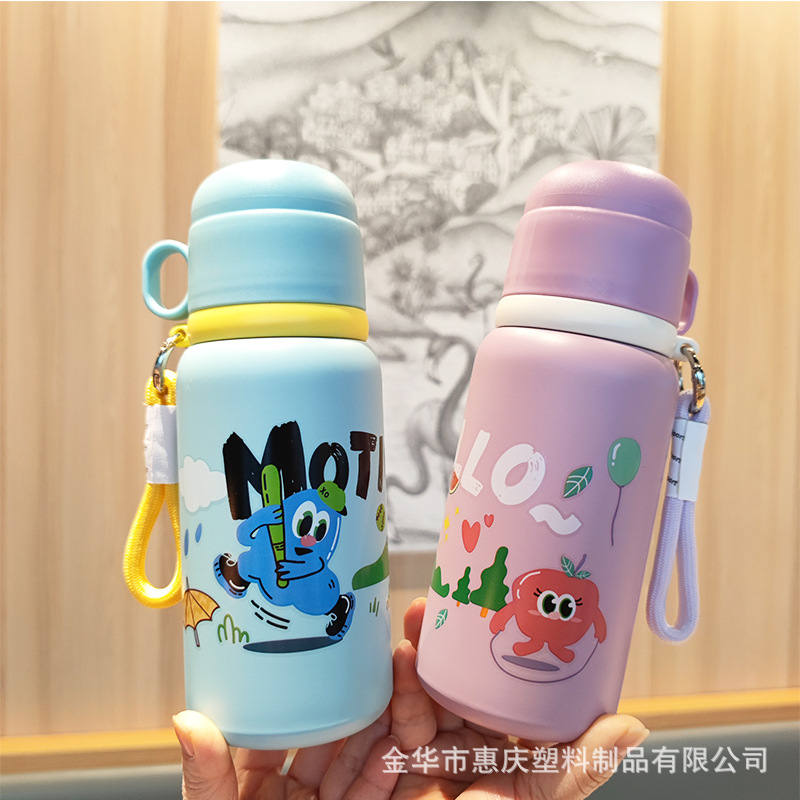 Convenient 304 stainless steel insulated cup for children, high appearance level, outdoor water bottle for boys and girls, cartoon portable water cup Specification drawing