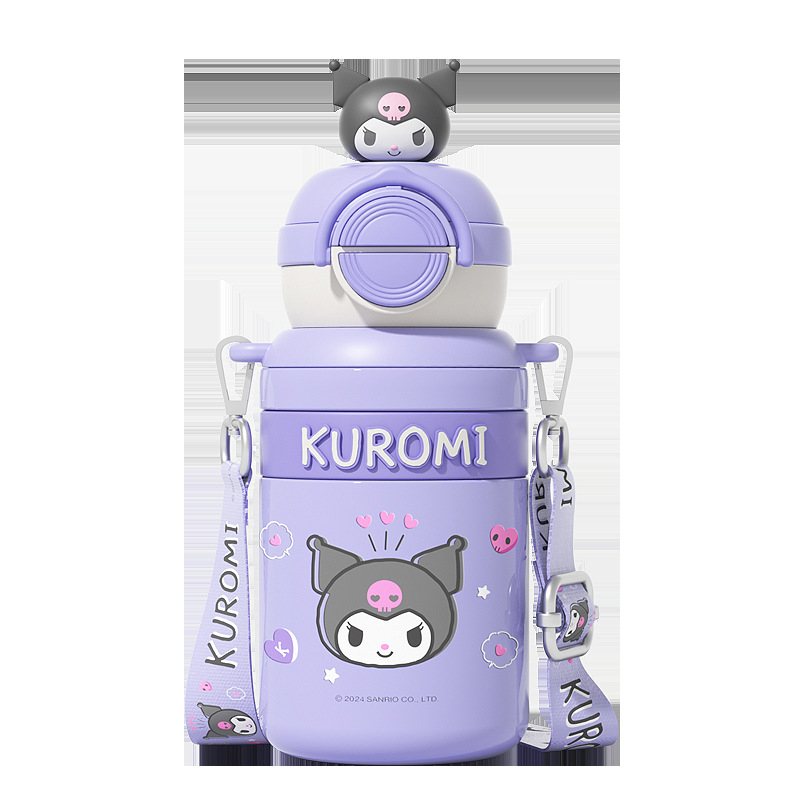 Sanrio cute stainless steel children's insulated cups, girls' high appearance level crossbody large capacity student water cups wholesale Item Picture