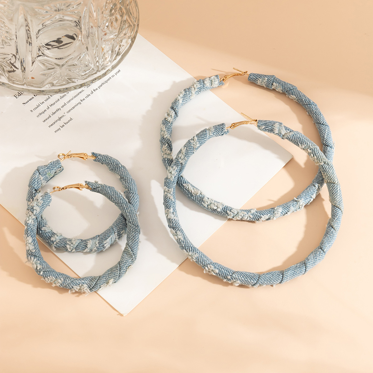 European and American niche design sense geometric ring earrings French denim retro large earrings cross-border earrings Application Scenario