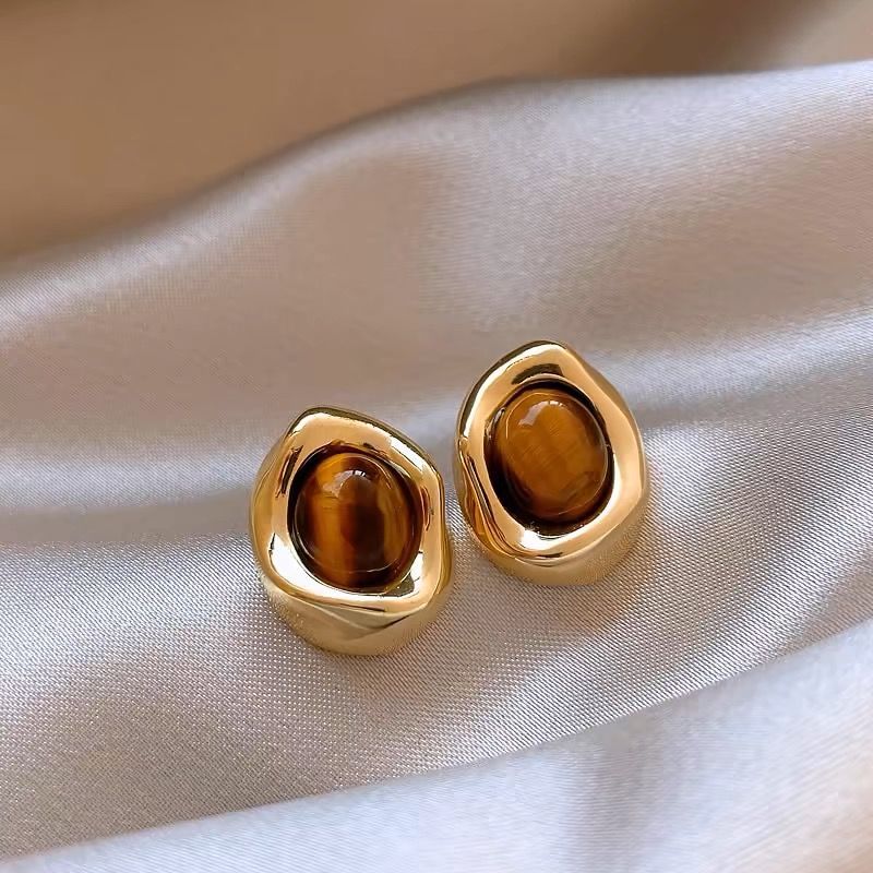 French retro leopard print plain circle large earrings, sweet and cool girl stud earrings, new 2024 commuter versatile earrings Application Scenario