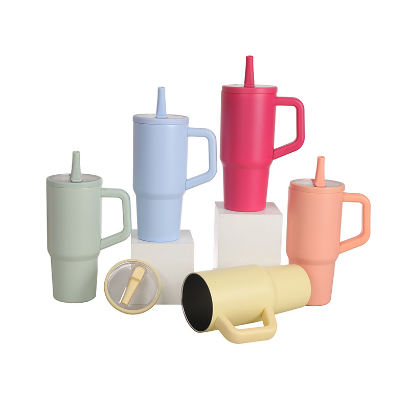 New cross-border ice cup, stainless steel portable folding spout, high appearance level, insulated cup with handle, creative water cup details Picture